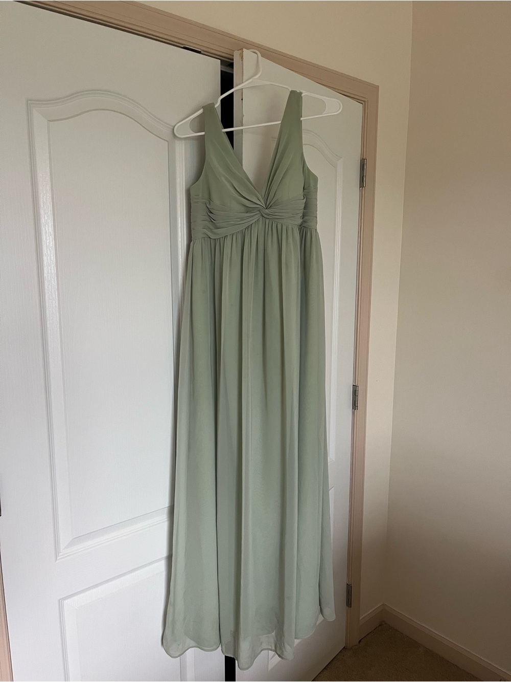 Azazie Sage Green Twist Bodice Dress